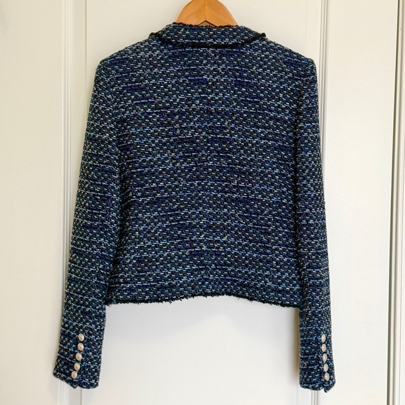 Generation Love Navy Cropped Tweed Kristen Blazer Jacket with Silver Chain, XS - Picture 3 of 11